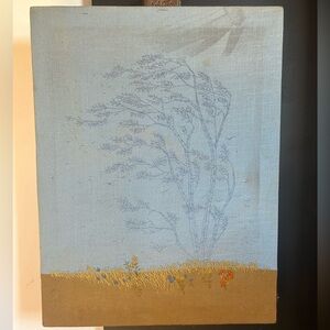 Vintage Embroidered Needlework Tree Nature Wall Hanging Art